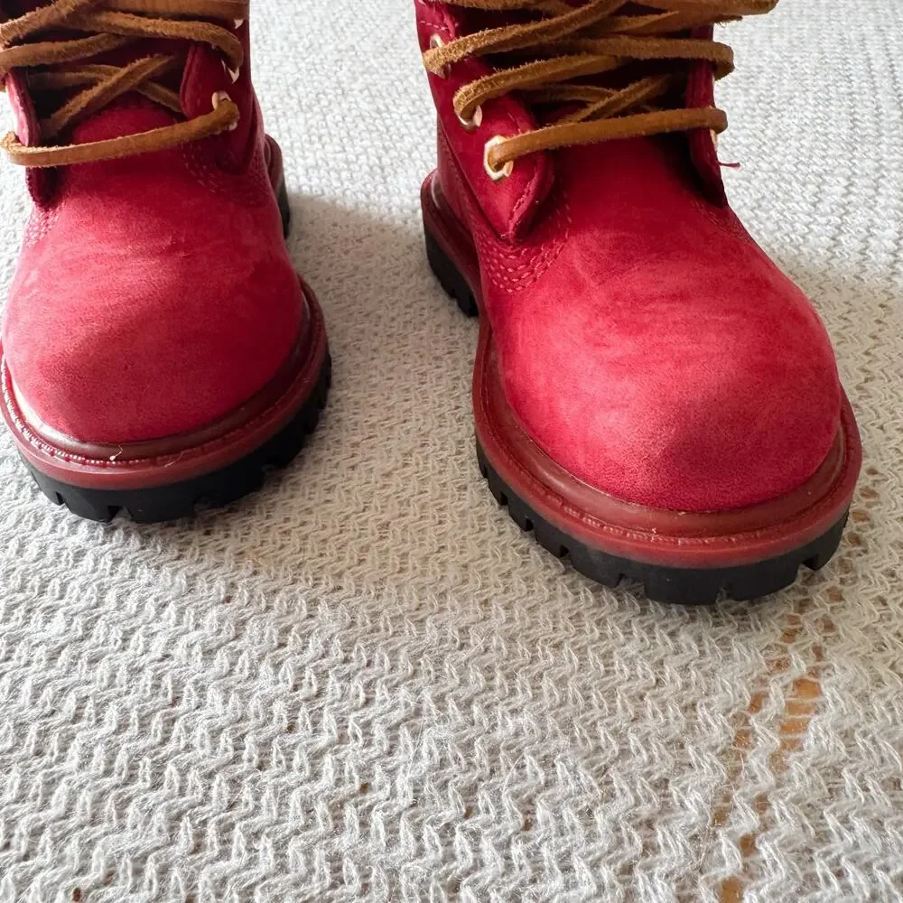Timberland Red Suede 6 Inch Premium Toddler Boots Size 6 Streetwear Edgy